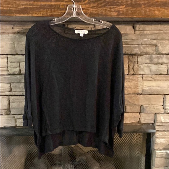 She + Sky Black Asymmetrical 3/4 Sleeve‎ Blouse - Picture 1 of 4